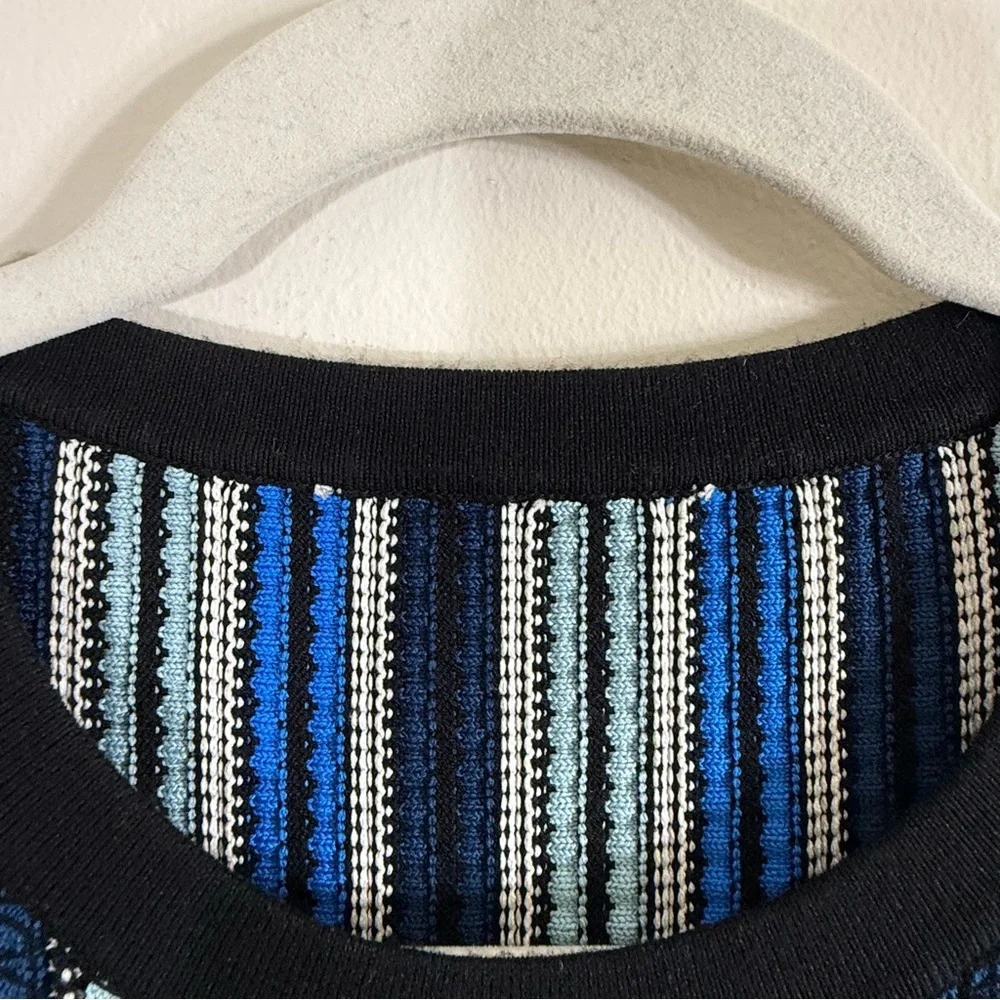 Kate Spade Striped Sleeveless Sweater Knit Knee Length Dress Blue Small